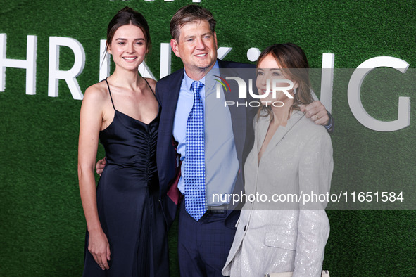 Charlotte Lawrence, Bill Lawrence and Christa Miller arrive at the World Premiere Of Apple TV+ Series' 'Shrinking' Season 2 held at the Paci...