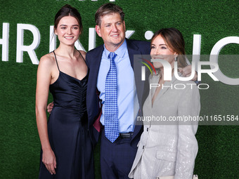 Charlotte Lawrence, Bill Lawrence and Christa Miller arrive at the World Premiere Of Apple TV+ Series' 'Shrinking' Season 2 held at the Paci...