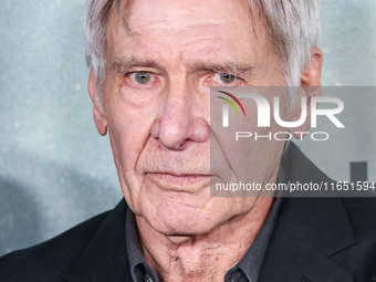 Harrison Ford arrives at the World Premiere Of Apple TV+ Series' 'Shrinking' Season 2 held at the Pacific Design Center on October 8, 2024 i...