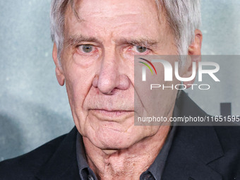 Harrison Ford arrives at the World Premiere Of Apple TV+ Series' 'Shrinking' Season 2 held at the Pacific Design Center on October 8, 2024 i...