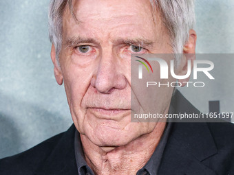 Harrison Ford arrives at the World Premiere Of Apple TV+ Series' 'Shrinking' Season 2 held at the Pacific Design Center on October 8, 2024 i...