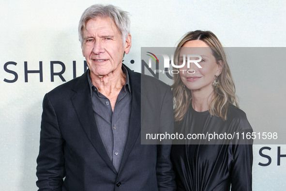 Harrison Ford and wife Calista Flockhart arrive at the World Premiere Of Apple TV+ Series' 'Shrinking' Season 2 held at the Pacific Design C...