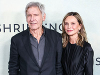 Harrison Ford and wife Calista Flockhart arrive at the World Premiere Of Apple TV+ Series' 'Shrinking' Season 2 held at the Pacific Design C...