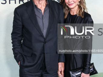 Harrison Ford and wife Calista Flockhart arrive at the World Premiere Of Apple TV+ Series' 'Shrinking' Season 2 held at the Pacific Design C...