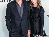 Harrison Ford and wife Calista Flockhart arrive at the World Premiere Of Apple TV+ Series' 'Shrinking' Season 2 held at the Pacific Design C...