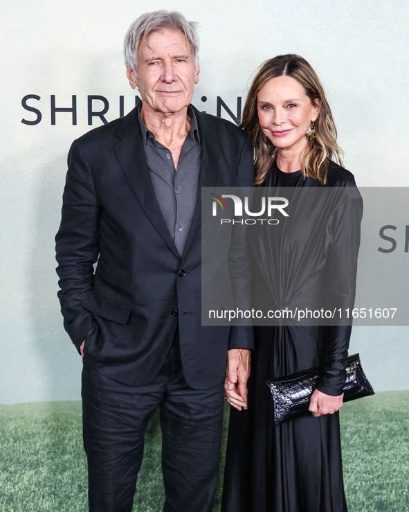 Harrison Ford and wife Calista Flockhart arrive at the World Premiere Of Apple TV+ Series' 'Shrinking' Season 2 held at the Pacific Design C...