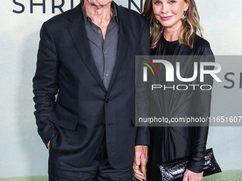 Harrison Ford and wife Calista Flockhart arrive at the World Premiere Of Apple TV+ Series' 'Shrinking' Season 2 held at the Pacific Design C...