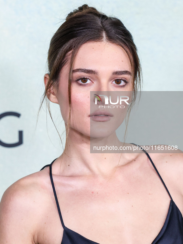 Charlotte Lawrence arrives at the World Premiere Of Apple TV+ Series' 'Shrinking' Season 2 held at the Pacific Design Center on October 8, 2...