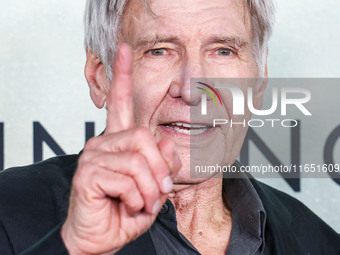 Harrison Ford arrives at the World Premiere Of Apple TV+ Series' 'Shrinking' Season 2 held at the Pacific Design Center on October 8, 2024 i...