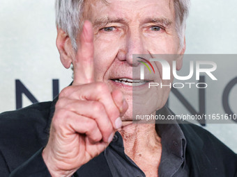 Harrison Ford arrives at the World Premiere Of Apple TV+ Series' 'Shrinking' Season 2 held at the Pacific Design Center on October 8, 2024 i...