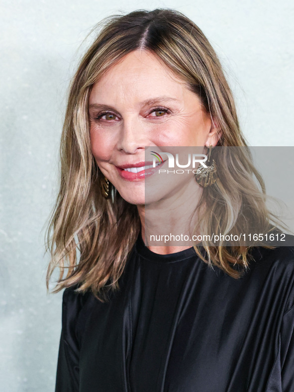 Calista Flockhart arrives at the World Premiere Of Apple TV+ Series' 'Shrinking' Season 2 held at the Pacific Design Center on October 8, 20...