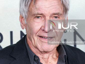 Harrison Ford arrives at the World Premiere Of Apple TV+ Series' 'Shrinking' Season 2 held at the Pacific Design Center on October 8, 2024 i...