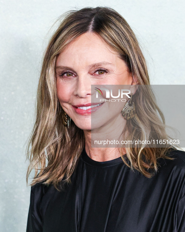 Calista Flockhart arrives at the World Premiere Of Apple TV+ Series' 'Shrinking' Season 2 held at the Pacific Design Center on October 8, 20...