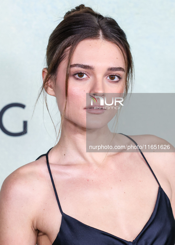 Charlotte Lawrence arrives at the World Premiere Of Apple TV+ Series' 'Shrinking' Season 2 held at the Pacific Design Center on October 8, 2...