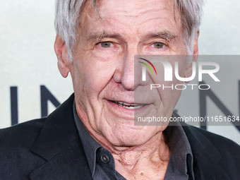 Harrison Ford arrives at the World Premiere Of Apple TV+ Series' 'Shrinking' Season 2 held at the Pacific Design Center on October 8, 2024 i...