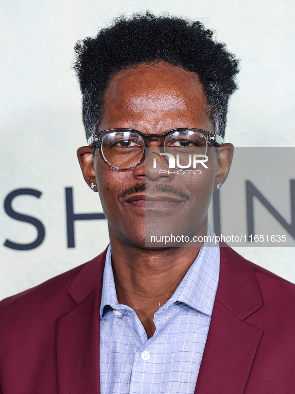 Edgar Blackmon arrives at the World Premiere Of Apple TV+ Series' 'Shrinking' Season 2 held at the Pacific Design Center on October 8, 2024...