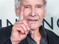 Harrison Ford arrives at the World Premiere Of Apple TV+ Series' 'Shrinking' Season 2 held at the Pacific Design Center on October 8, 2024 i...