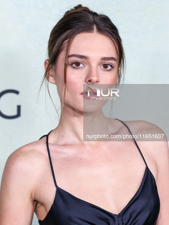 Charlotte Lawrence arrives at the World Premiere Of Apple TV+ Series' 'Shrinking' Season 2 held at the Pacific Design Center on October 8, 2...