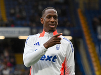 Willy Boly of Nottingham Forest gestures during the Premier League match between Chelsea and Nottingham Forest at Stamford Bridge in London,...