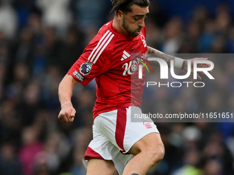 Jota Silva of Nottingham Forest is in action during the Premier League match between Chelsea and Nottingham Forest at Stamford Bridge in Lon...