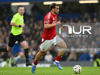 Jota Silva of Nottingham Forest is in action during the Premier League match between Chelsea and Nottingham Forest at Stamford Bridge in Lon...