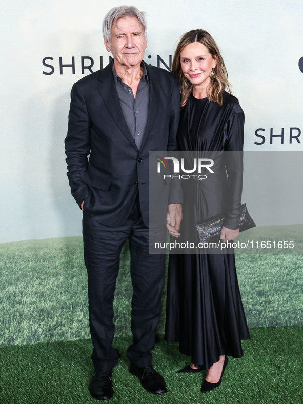 Harrison Ford and wife Calista Flockhart arrive at the World Premiere Of Apple TV+ Series' 'Shrinking' Season 2 held at the Pacific Design C...