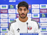 Qatar national team player Jassim Jaber attends a press conference at Al Thumama Stadium in Doha, Qatar, on October 9, 2024, ahead of the FI...