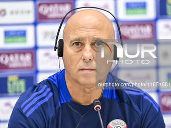 Qatar national team head coach Marquez Lopez attends a press conference at Al Thumama Stadium in Doha, Qatar, on October 9, 2024, ahead of t...