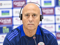 Qatar national team head coach Marquez Lopez attends a press conference at Al Thumama Stadium in Doha, Qatar, on October 9, 2024, ahead of t...