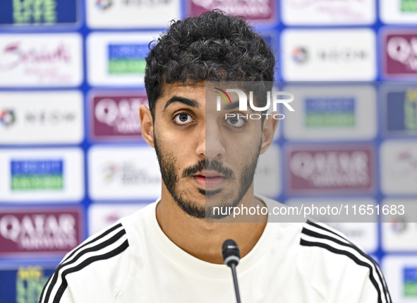 Qatar national team player Jassim Jaber attends a press conference at Al Thumama Stadium in Doha, Qatar, on October 9, 2024, ahead of the FI...