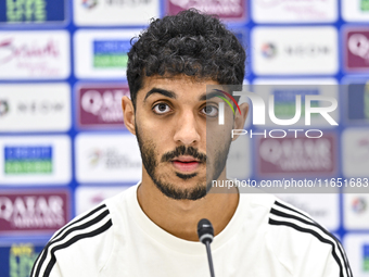 Qatar national team player Jassim Jaber attends a press conference at Al Thumama Stadium in Doha, Qatar, on October 9, 2024, ahead of the FI...