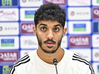 Qatar national team player Jassim Jaber attends a press conference at Al Thumama Stadium in Doha, Qatar, on October 9, 2024, ahead of the FI...