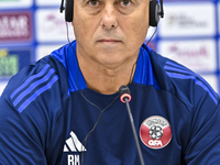 Qatar national team head coach Marquez Lopez attends a press conference at Al Thumama Stadium in Doha, Qatar, on October 9, 2024, ahead of t...