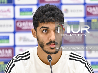 Qatar national team player Jassim Jaber attends a press conference at Al Thumama Stadium in Doha, Qatar, on October 9, 2024, ahead of the FI...