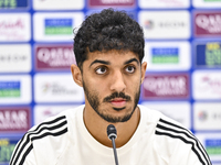 Qatar national team player Jassim Jaber attends a press conference at Al Thumama Stadium in Doha, Qatar, on October 9, 2024, ahead of the FI...