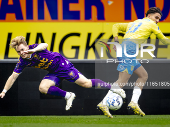 Go Ahead Eagles player Oliver Valaker Edvardsen and RKC player Faissal Al Mazyani participate in the friendly match between RKC and Go Ahead...