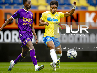 Go Ahead Eagles player Jamal Amofa and RKC player Godfried Roemeratoe participate in the friendly match between RKC and Go Ahead Eagles at t...