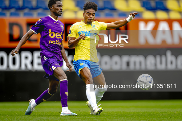 Go Ahead Eagles player Jamal Amofa and RKC player Godfried Roemeratoe participate in the friendly match between RKC and Go Ahead Eagles at t...