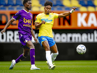 Go Ahead Eagles player Jamal Amofa and RKC player Godfried Roemeratoe participate in the friendly match between RKC and Go Ahead Eagles at t...