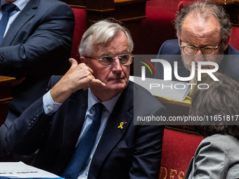 Prime Minister Michel Barnier is at the National Assembly on the day of the no-confidence vote against his government in Paris, France, on O...