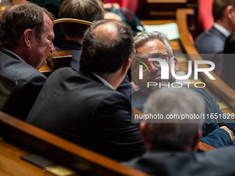 Alexis Corbiere, Ecologists and Socialists MP, is in Parliament on the day of the no-confidence motion against Prime Minister Michel Barnier...