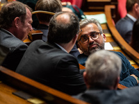 Alexis Corbiere, Ecologists and Socialists MP, is in Parliament on the day of the no-confidence motion against Prime Minister Michel Barnier...