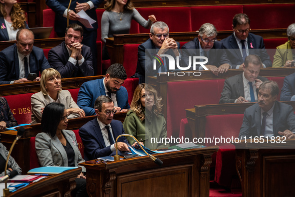 Maud Bregeon, Minister attached to the Prime Minister and Government Spokesperson, is in the French Parliament in Paris, France, on October...