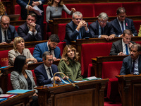 Maud Bregeon, Minister attached to the Prime Minister and Government Spokesperson, is in the French Parliament in Paris, France, on October...