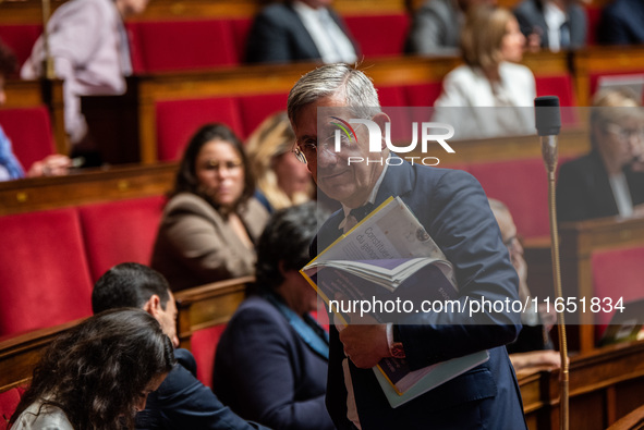 Carles De Courson, MP for the LIOT - Liberty, Independents, Overseas and Territories group, is in Parliament on the day of the no-confidence...