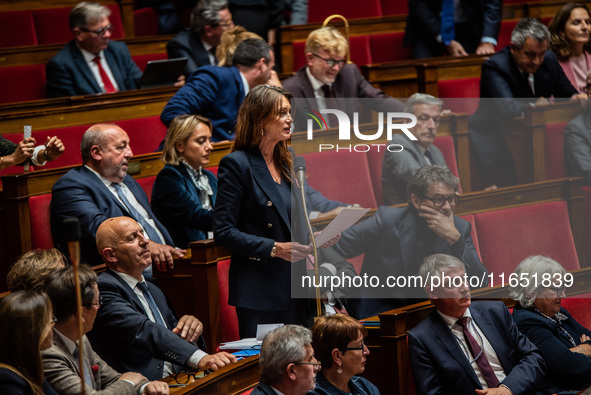 Sandrine Josso, Member of Parliament for the Group of the Democrats, is in Parliament on the day of the no-confidence motion against Prime M...