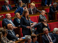 Sandrine Josso, Member of Parliament for the Group of the Democrats, is in Parliament on the day of the no-confidence motion against Prime M...