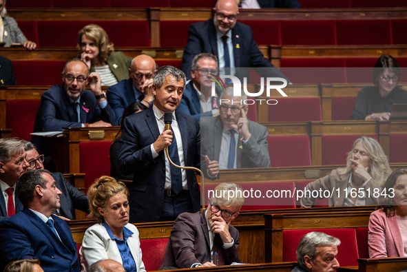 Gerald Darmanin, MP for Together for the Republic and former Minister of the Interior, is in Parliament on the day of the no-confidence moti...