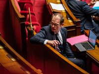 Pierre Cazeneuve, deputy of Together for the Republic, is at the National Assembly on the day of the motion of no-confidence against Michel...