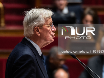 Prime Minister Michel Barnier is at the National Assembly on the day of the no-confidence vote against his government in Paris, France, on O...